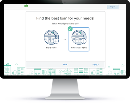 computer with 'Find the best loan for your needs!' open on the screene