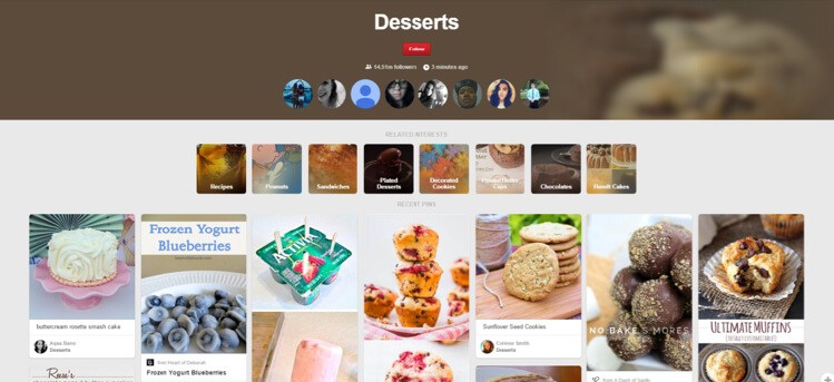 desserts section on pinterest